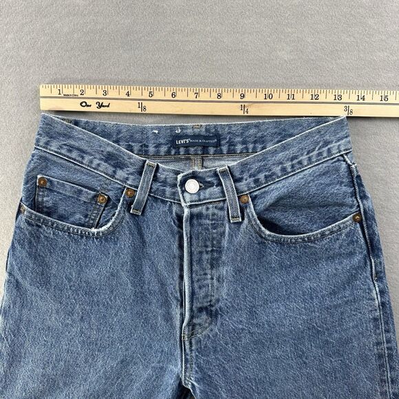 Levis 501 Jeans Womens 28 Medium Wash Made & Crafted Selvedge Denim Button Fly - Picture 14 of 16